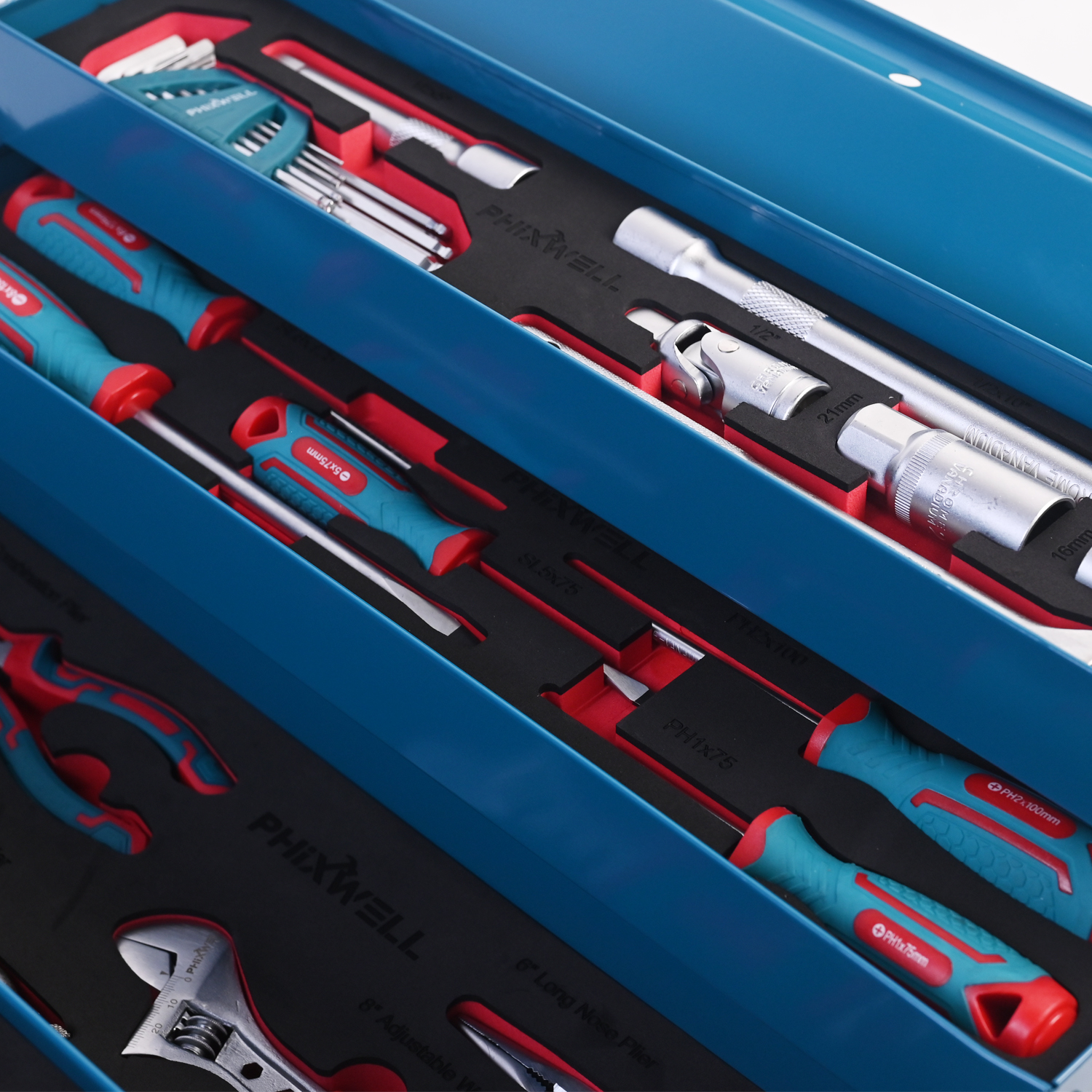 717302 PHIXWELL 56-teiliges Handwerkzeugset aus Eisen für den Haushalt