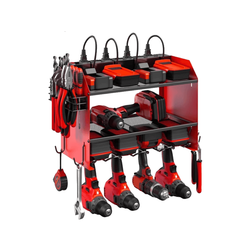 Kombinierter Ständer für Elektro- und Handwerkzeuge mit Steckdose
